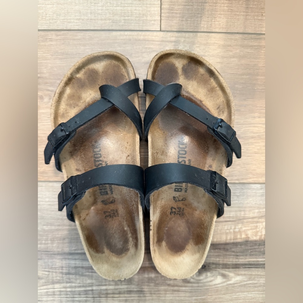 Birkenstock Mayari Sandals, Black Burke-Flor, Size 37